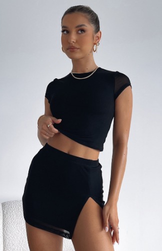 Times Like This Mesh Mini Skirt Black | XS