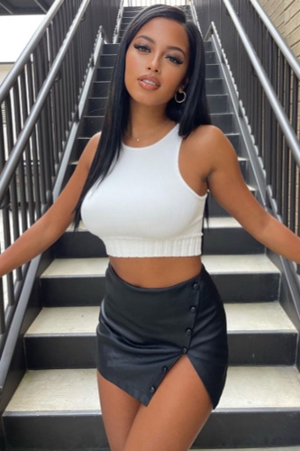 Reckless Night PU Leather Skort - Black, XS