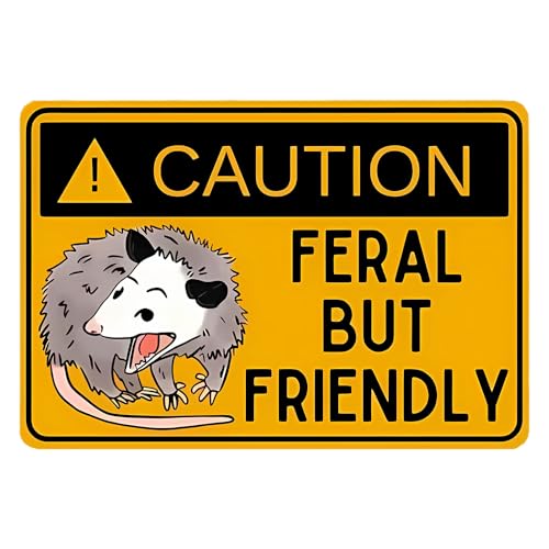 YUNEX 5.1 Inch Feral But Friendly Animal Carution Car Stickers DIY Decoration Window Laptop Bumper Trunk Campervan Decals Waterproof