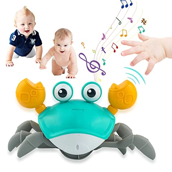 Coriver Jouet Bebe 6 Mois Crabe Jouet, Jouets Crabe Rampant avec Lumière et Musique, Jouet Musical Enfant 1 an, Jouet de Développement Intellectuel Cadeau pour Enfants Bebe 1 an (1. Vert)