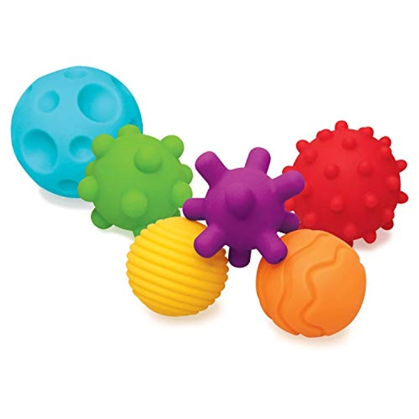 INFANTINO Balles Souples Sensorielles 6 Balles Souples aux Formes/Tailles Différentes pour Développement Sensoriel pour Enfants à Partir de 6 Mois