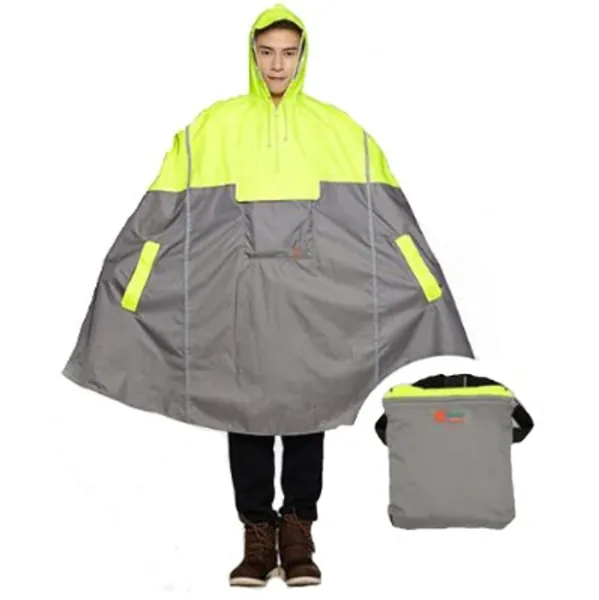 New Lightweight Cycling Rain Poncho Bike Hooded Raincoat with Reflector Strips