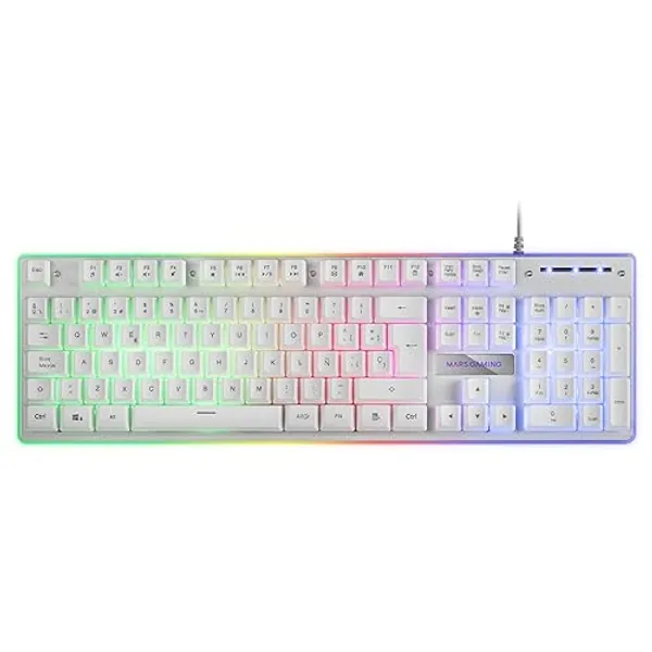 MARS GAMING MK220 WHITE FRGB H-MECH KEYBOARD, ALUMINUM, EDGE LIGHT, SPANISH - MK220WES