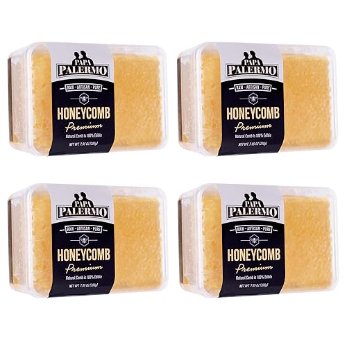 Papa Palermo Honeycomb 100% Edible, All-Natural, Gourmet Raw Honeycomb, No Additives, No Preservatives - 4-Pack x 7 oz (Total 28oz) - 7 Ounce (Pack of 4)