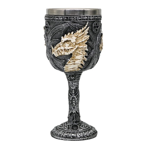 alikiki Medieval Skull GOT Dragon goblet - 7oz D&D wine Goblets Chalices - dungeons and dragons gift Gothic Party Decor Father Day Birthday Stainless Steel Drinking cups