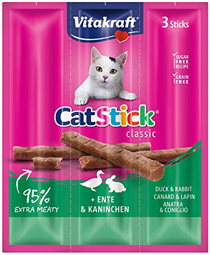 Vitakraft Cat-Stick Mini Friandise Premium pour Chat Canard/Lapin Sachet Fraîcheur de 3 Sticks