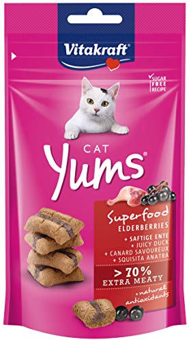 Vitakraft Cat YUMS Superfood - Bouchées moelleuses aux Baies de sureau - 1 Sachet de 40g - Canard - 40 g (Lot de 1)
