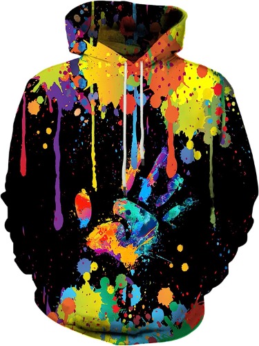 EOWJEED Unisex Realistic 3D Print Galaxy Pullover Hooded Sweatshirt Hoodies with Big Pockets