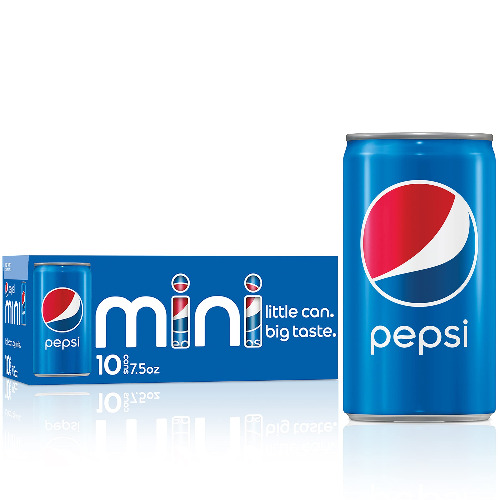 Pepsi Soda, Mini Cans, 7.5 Ounce (Pack of 10)