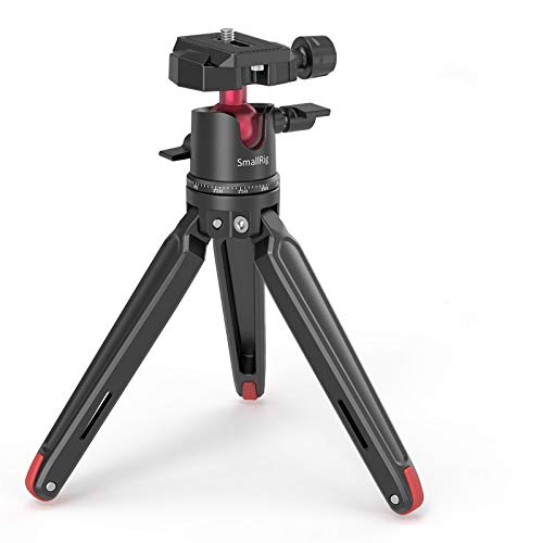 SMALLRIG Mini Tripod Tabletop Tripod with 360° Ball Head and 1/4 Screw for DSLR Cameras, Projectors, Webcams, GoPro and Smartphone Mount Adapter, Updated - BUT2664 Black