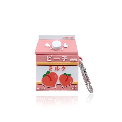 Cute and Interesting,Silicone Airpod Case Covers with Keychain,Compatible with Airpods 1&2 Case,More Attractive airpod case (Peach Drink) - Peach drink