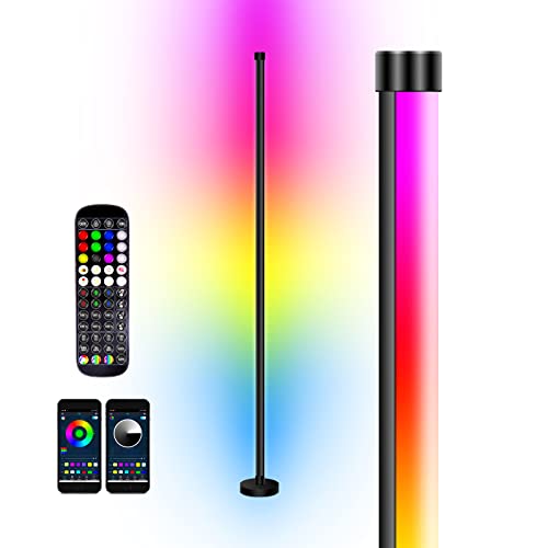 RGB Led Corner Floor Light, Led Floor Lamp Color Changing Mood Light with Remote Control and APP Control via Bluetooth, RGB Standing Lamp for Living Room, Bedroom - 1 Pack