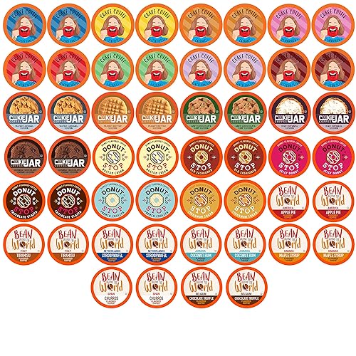 Coffee Pod Variety Packs Flavored Sampler, Assorted, Compatible with 2.0 K-Cup Brewers, Variety Pack, 52 Count (Pack of 1)