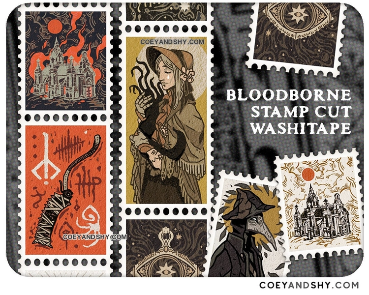 Coey: Bloodborne Stamp-Cut Washi Tape