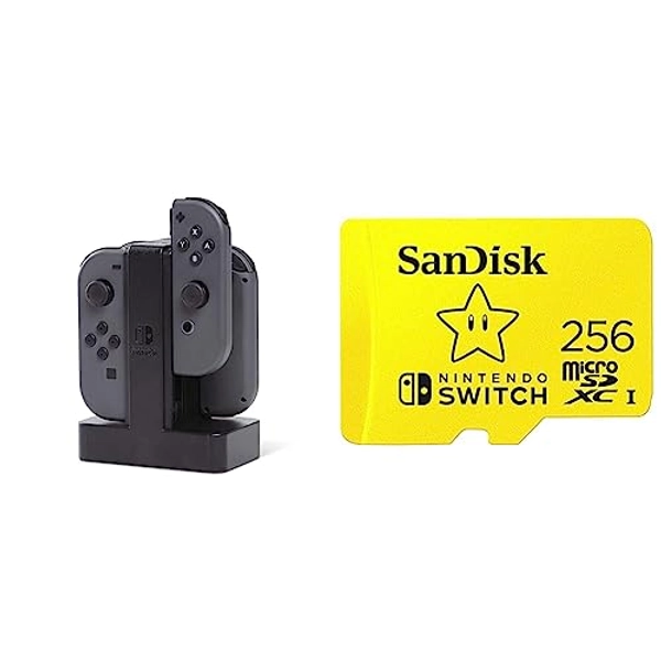 Joy-Con Charging Dock for Nintendo Switch & SanDisk 256GB MicroSDXC UHS-I Memory Card for Nintendo Switch - SDSQXAO-256G-GNCZN
