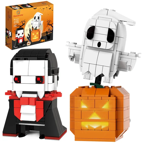 Halloween Toys Ghost Pumpkin Vampire Building Kit for Kids, Cute Halloween Party Gift Goody Bag Fillers for Boys or Girls 6-10 Years Old - 