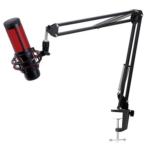 YOUSHARES QuadCast Boom Arm Stand - Professional Adjustable Scissor Mic Stand Compatible with HyperX QuadCast S Microphone - 02 QuadCast Boom Arm