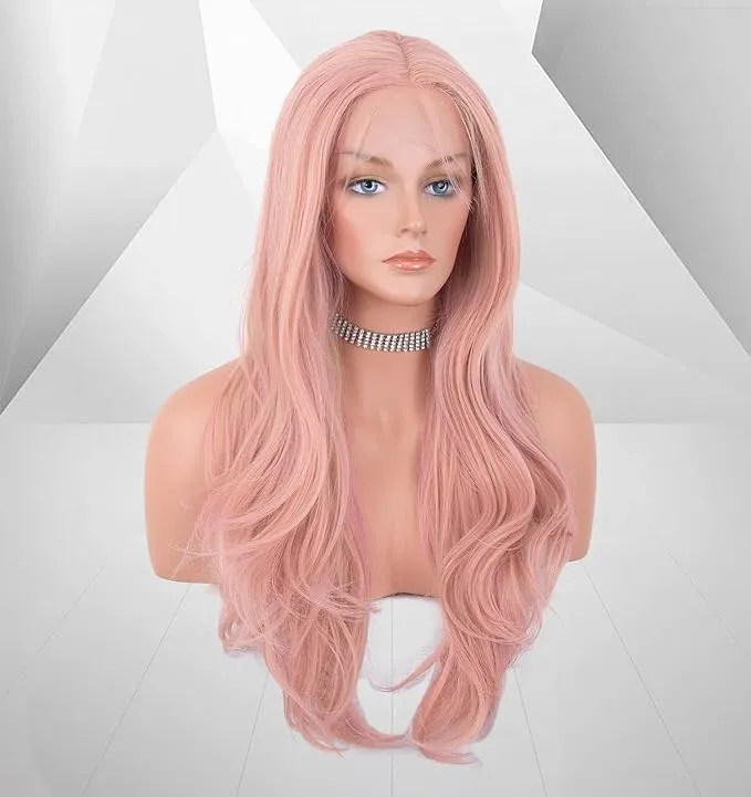 Pink lacefront wig, synthetic hair, 55,8 cm 