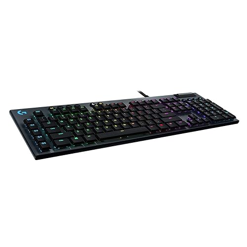 Logitech G815 LIGHTSYNC RGB Mechanical Gaming Keyboard with Low Profile GL Clicky key switch, 5 programmable G-keys, USB Passthrough, dedicated media control - Clicky,Black - Black - Full Size - Wired - Clicky