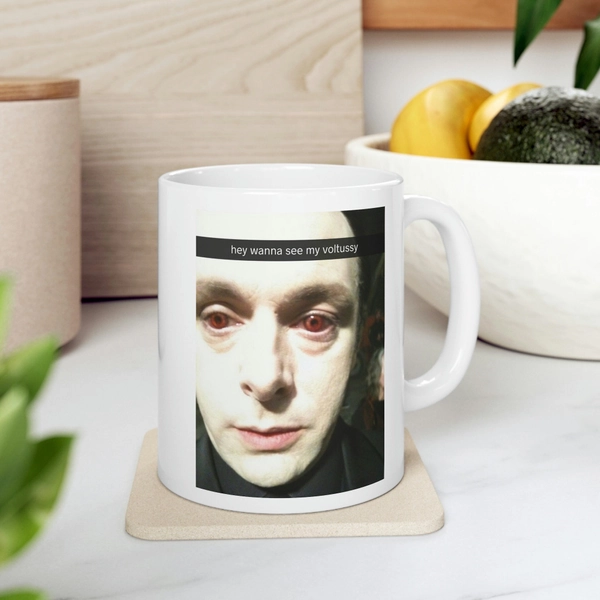 Voltussy Snap Ceramic Coffee Cup, Funny Meme Tea Mug, Christmas Gift for Vampire lover, Girlfriend Present, Robert Pattinson 11oz