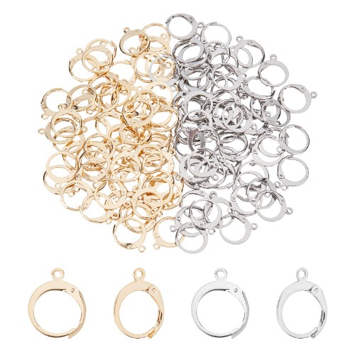 UNICRAFTALE about 120pcs Stainless Steel Leverback Earring Findings 14.5mm Long 2 Colors Hypoallergenic Earring Hooks with a 1-1.2mm loop Hoop Earring for Earring Making Ear Wires Findings