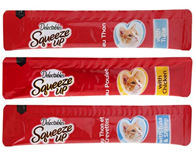 Hartz Delectables Squeeze Up Interactive Lickable Wet Cat Treats for Adult & Senior Cats, Tuna & Shrimp, 24 Count, 12 ounces - 24 Count