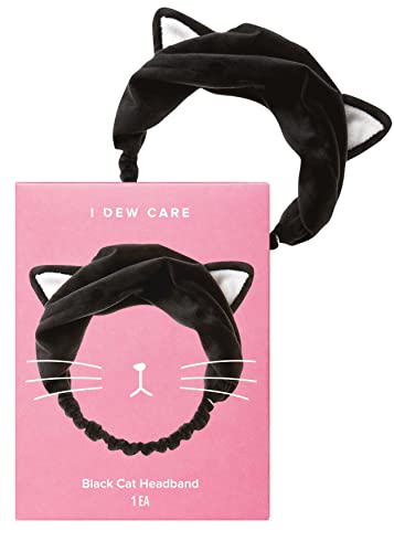 I DEW CARE Face Wash Headband - Black Cat | Spa, Soft, Cute for Makeup, Shower, Teen Girls Stuff, 1 Count - 02 Black Cat Headband