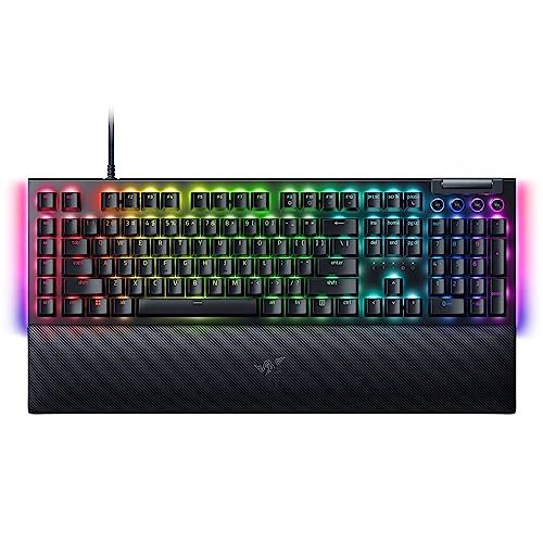 Razer BlackWidow V4 Mechanical Gaming Keyboard: Green Switches Tactile & Clicky - Chroma RGB - 6 Dedicated Macro Keys - Magnetic Wrist Rest - Doubleshot ABS Keycaps - Multi-Function Roller &Media Keys - BlackWidow V4 - Green Switches - Tactile & Clicky