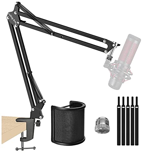 Luling Arts Microphone Arm,Heavy Duty Mic Arm Microphone Stand Scissor Boom Suspension Stands with 3/8" to 5/8" Adapter for Hyperx QuadCast S,Blue Yeti,Yeti Nano,Yeti x (Microphone Boom Arm)