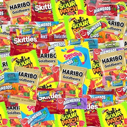 Assorted Bulk Candy Mix -Skittles, Air Heads, Swedish Fish, Sour Patch Kids, Hariibo, Starburst & More!- Individually Wrapped Candy (128 Ounces) - 128 Ounces