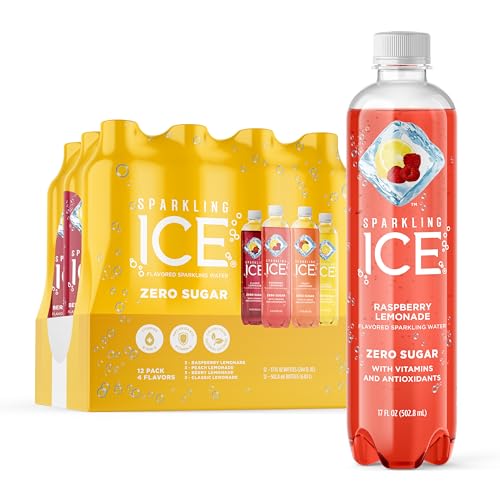 Sparkling Ice Lemonade Variety Pack, Flavored Sparkling Water, Zero Sugar, with Vitamins and Antioxidants, 17 fl oz, 12 count (Berry Lemonade, Raspberry Lemonade, Peach Lemonade, Classic Lemonade) - Lemonade Variety Pack
