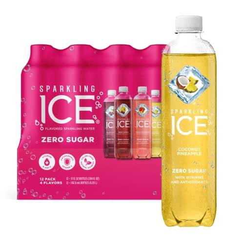 Sparkling ICE Black Cherry, Peach Nectarine, Coconut Pineapple, Pink Grapefruit - Variety Pack, 17 Fl Oz (Pack of 12) - Pink Variety Pack