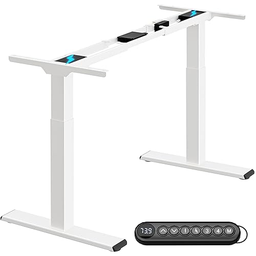 ALLDREI höhenverstellbarer Schreibtisch Gestell 2 Motoren, elektrisch stufenlos Höhenverstellung, mit 4 Speicher-Steuerung, 2-Fach-Teleskop (Weiß) - Weiß