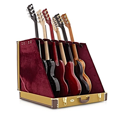 gear4music 6 Guitar Rack Case, Tweed