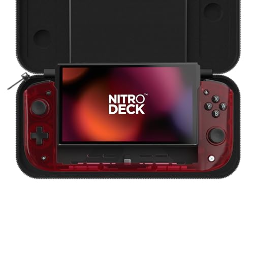 CRKD Nitro Deck Limited Edition with Carry Case - Professional Handheld Deck with Zero Stick Drift for Nintendo Switch and Switch OLED (Atomic Red - Crystal Collection) - Atomic Red