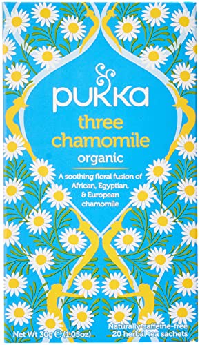 Pukka Herbs Three Chamomile, Organic Herbal Tea, Total 80 Tea bags, 120 g, (Pack of 4) - single