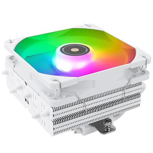Thermalright SI-100 WHITE ARGB CPU Air Cooler, 6 Heat Pipes,120mm PWM Quiet Fan ARGB CPU Cooler with 2000RPM Speed,for AM4 AM5/Intel 1150/1151/1200/1700/2011, 110mm Hight PC Cooler - SI-100 WHITE ARGB