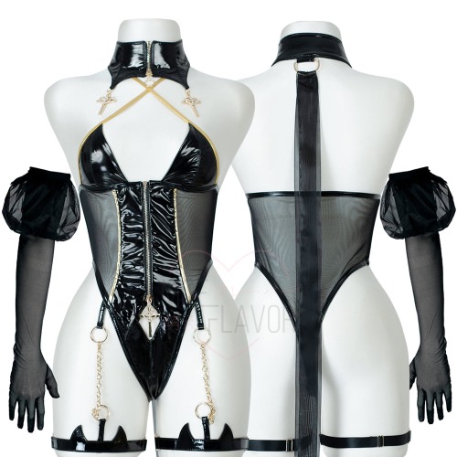 Gold Drip Nun Chain Bodysuit - Black / S