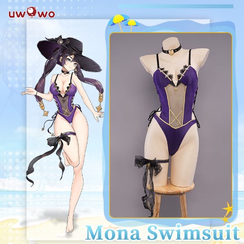 【In Stock】Exclusive Authorization Uwowo Genshin Impact Swim Fanart Mona Swimsuit Cosplay Costume - S