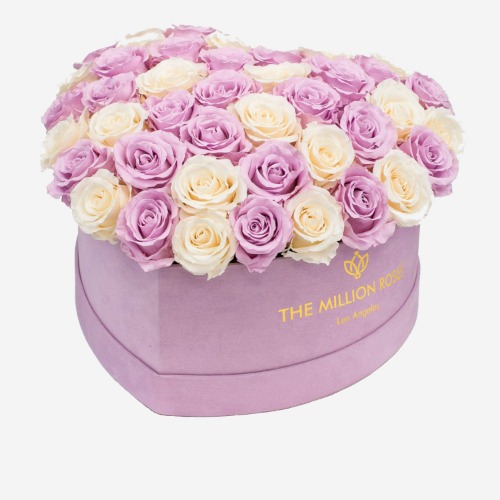 Heart Light Pink Suede Box | Light Pink & Ivory Roses | Default Title