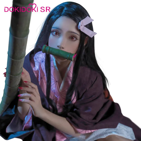 【 Ready For Ship】DokiDoki-SR Anime Cosplay Demon Slayer: Kimetsu no Yaiba Cosplay Kamado Nezuko Costume  Women  Kimono Costume Halloween