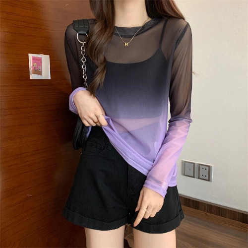 Purple/Green Mesh Gradient T-Shirt - Purple / M