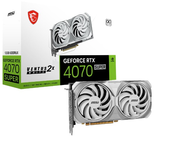 MSI GeForce RTX 4070 Super 12G VENTUS 2X WHITE OC - 12GB GDDR6X, 1x HDMI, 3x DP