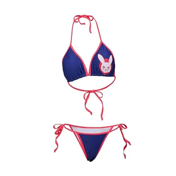 iSHOWcos Women's DVA Cosplay Costume Sexy Lingerie Bunny Bikini Swimsuit Two Piece Swimwear Bathing Suit - Small - Blue