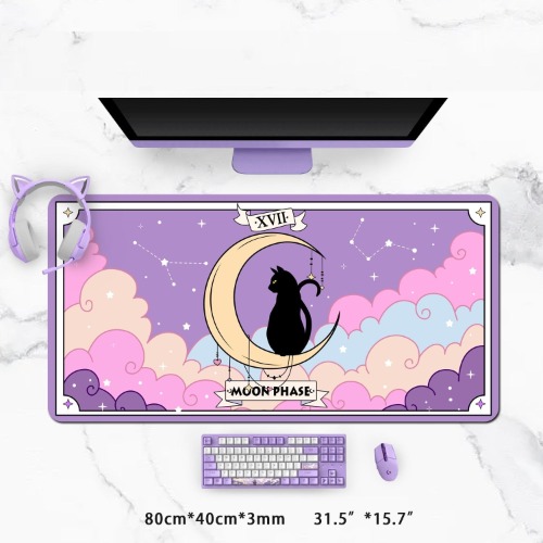 Moon Magic Neko Gaming Mousepad | Without Ear 80x40cm