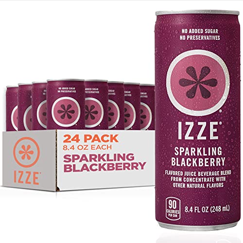 Izze Sparkling Juice, Blackberry, 8.4 Fl Oz (24 Count) - Blackberry - 8.4 Fl Oz (Pack of 24)
