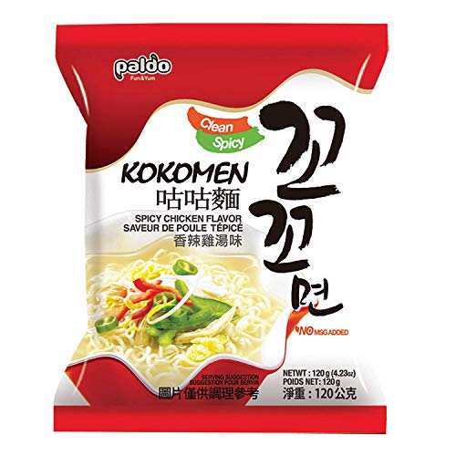Paldo Fun & Yum Kokomen Ramen Hot Spicy Instant Noodles with Soup, Pack of 20, Chicken Based Broth, Oriental Style Korean Ramyun, K-Food, Family Pack (120g x 20) - 20 Pack