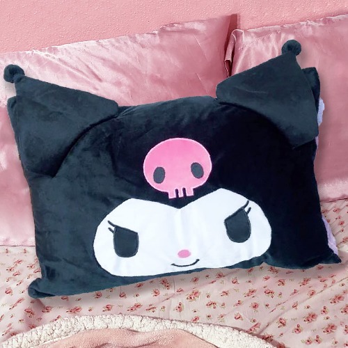 Cute Pillow, 24"x25" Cartoon Pillow Cushion Covers, Kawaii Stuff Cotton Pillowcases for Home Sofa and Teens Girls Bedroom Decoration Dormitory Pillowcase Plush Gift - Kuromi