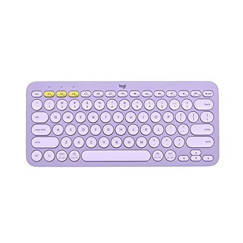 Logitech K380 Multi-Device Bluetooth Wireless Keyboard with Easy-Switch for Up to 3 Devices, Slim, 2 Year Battery-PC, Laptop, Windows, Mac, Chrome OS, Android, iPadOS, Apple TV - Lavender Lemonade - Lavender Lemonade - K380