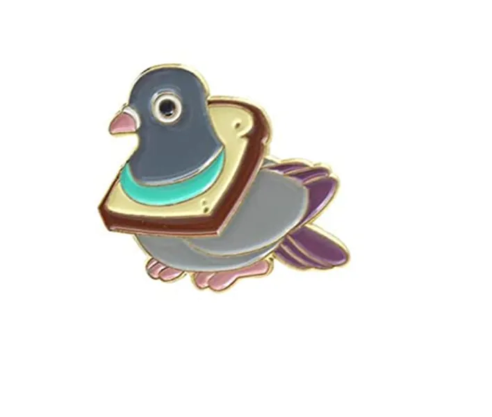 Cute Bird Bread Metal Enamel Pin Wheat Delicious Slice Collar Fun Cartoon Animal Brooch Shirt Badge Bag Lapel Jewelry Accessories Gift
